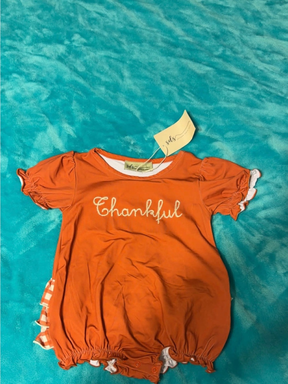 Kids 'Thankful' Orange Short Sleeve Bubble